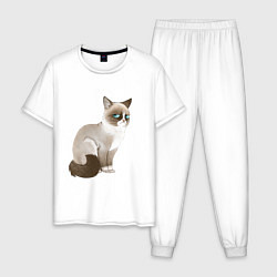 Пижама хлопковая мужская Grumpy Cat, цвет: белый