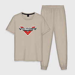 Пижама хлопковая мужская Victory USA Мото Лого Z, цвет: миндальный