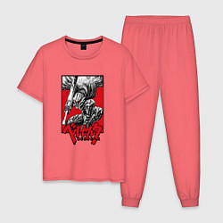 Пижама хлопковая мужская BERSERK БЕРСЕРК, цвет: коралловый