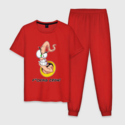 Пижама хлопковая мужская Червяк Джимм, цвет: красный