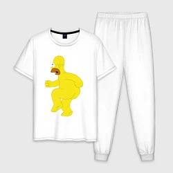 Пижама хлопковая мужская Голый Гомер Симпсон, цвет: белый
