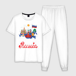 Пижама хлопковая мужская Патриот России, цвет: белый