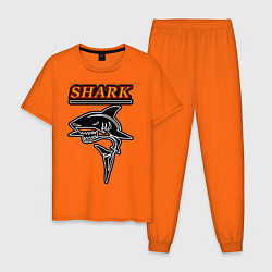 Пижама хлопковая мужская Shark, цвет: оранжевый