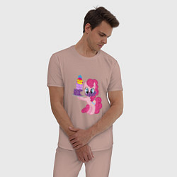 Пижама хлопковая мужская My Little Pony Pinkie Pie цвета пыльно-розовый — фото 2