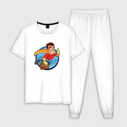 Пижама хлопковая мужская Супер Строитель, цвет: белый