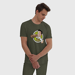 Пижама хлопковая мужская Строитель, цвет: меланж-хаки — фото 2