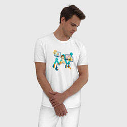 Пижама хлопковая мужская Ученый, цвет: белый — фото 2