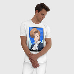 Пижама хлопковая мужская Арлекин Кинг смотрит, цвет: белый — фото 2