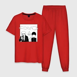 Пижама хлопковая мужская Моб Психо 100, цвет: красный
