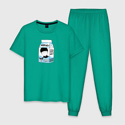Пижама хлопковая мужская MOB LOVES MILK МОБ ПСИХО 100, цвет: зеленый