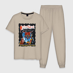 Пижама хлопковая мужская Judas Priest FIGHT, цвет: миндальный