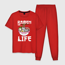 Пижама хлопковая мужская Ramen life, цвет: красный