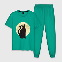 Пижама хлопковая мужская Moon Cat, цвет: зеленый