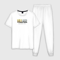 Пижама хлопковая мужская Resident Evil Village Надпись, цвет: белый
