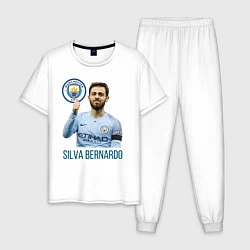 Пижама хлопковая мужская Silva Bernardo Манчестер Сити, цвет: белый