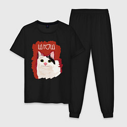 Пижама хлопковая мужская Котик ШТОШ, цвет: черный