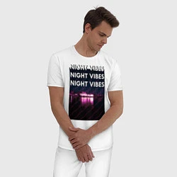 Пижама хлопковая мужская Ночная гладь, цвет: белый — фото 2