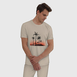 Пижама хлопковая мужская Palm tree, цвет: миндальный — фото 2