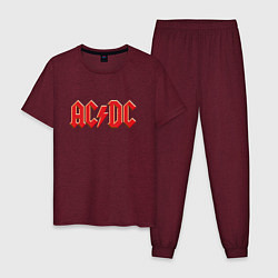 Пижама хлопковая мужская ACDC, цвет: меланж-бордовый