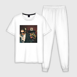 Пижама хлопковая мужская SALUKI & 104 СТЫД ИЛИ СЛАВА, цвет: белый