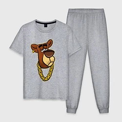 Пижама хлопковая мужская Крутой медведь, цвет: меланж