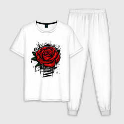 Пижама хлопковая мужская Красная Роза Red Rose, цвет: белый