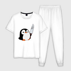 Пижама хлопковая мужская УТКА С НОЖОМ, цвет: белый