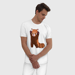 Пижама хлопковая мужская Нападение милой панды, цвет: белый — фото 2