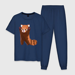 Пижама хлопковая мужская Нападение милой панды, цвет: тёмно-синий