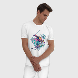 Пижама хлопковая мужская Горные Лыжи - Горнолыжник, цвет: белый — фото 2