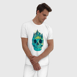 Пижама хлопковая мужская Скала Черепа Skull Mountain, цвет: белый — фото 2