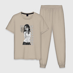 Пижама хлопковая мужская Хаясэ Нагаторо, цвет: миндальный