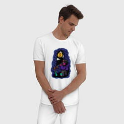 Пижама хлопковая мужская Bitcoin Moon Биткоин Луна, цвет: белый — фото 2
