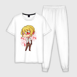 Пижама хлопковая мужская James Moriarty Flowers, цвет: белый