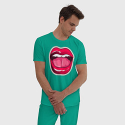 Пижама хлопковая мужская Немного смеха, цвет: зеленый — фото 2