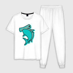 Пижама хлопковая мужская Акула молот, цвет: белый
