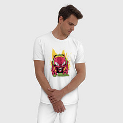 Пижама хлопковая мужская Демон Геймер Demon Gamer, цвет: белый — фото 2