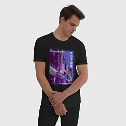 Пижама хлопковая мужская Neon Asian Street Vaporwave цвета черный — фото 2