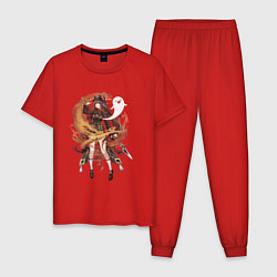 Пижама хлопковая мужская Ху Тао в деле, цвет: красный