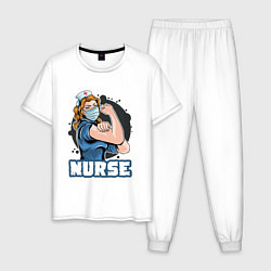 Пижама хлопковая мужская Медсестра, цвет: белый