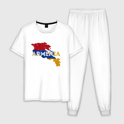 Пижама хлопковая мужская Armenia Map, цвет: белый