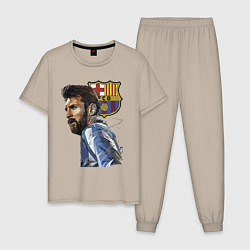 Пижама хлопковая мужская Lionel Messi Barcelona Argentina Striker, цвет: миндальный