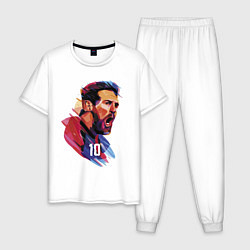 Пижама хлопковая мужская Lionel Messi Barcelona Argentina Football, цвет: белый