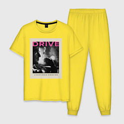 Пижама хлопковая мужская Drive, цвет: желтый