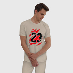 Пижама хлопковая мужская Bulls 23, цвет: миндальный — фото 2