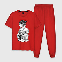 Пижама хлопковая мужская Шибари, цвет: красный