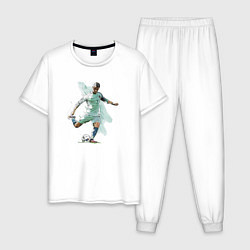 Пижама хлопковая мужская Ronaldo Striker Portugal Manchester United, цвет: белый