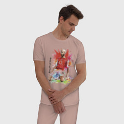 Пижама хлопковая мужская Thierry Daniel Henry, цвет: пыльно-розовый — фото 2