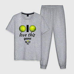 Пижама хлопковая мужская Я люблю теннис, цвет: меланж