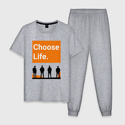 Пижама хлопковая мужская Choose Life, цвет: меланж